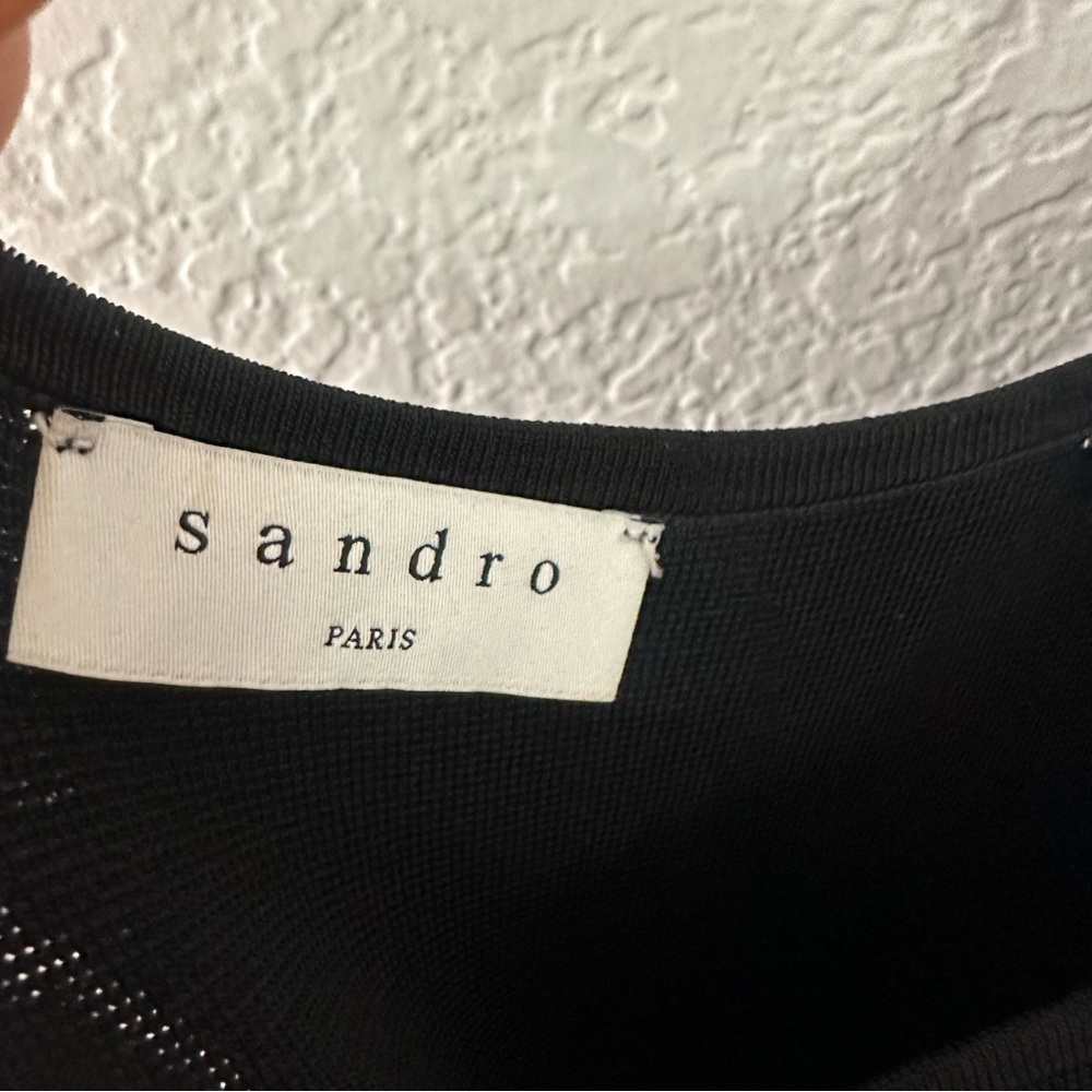 Sandro Black Walace Snap Detail Knit Midi Dress - Picture 9 of 11